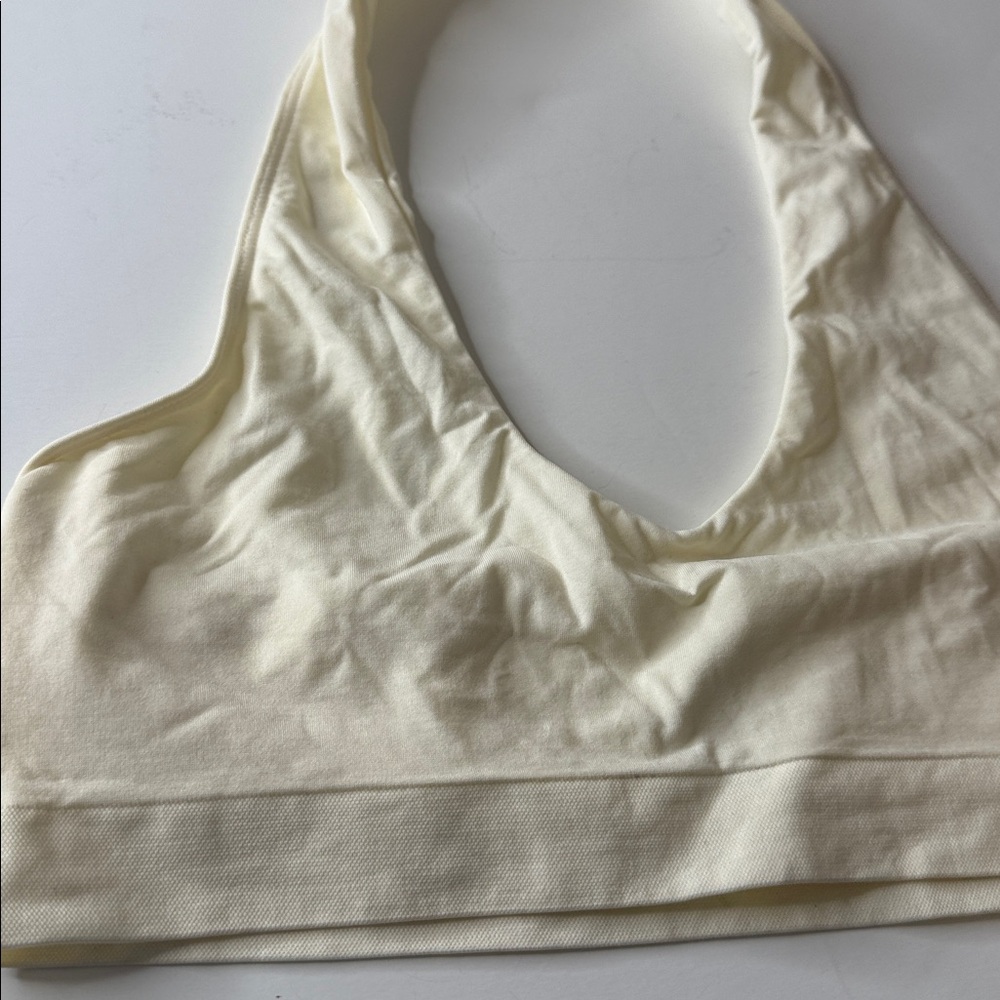 Free People Essential U Neck Halter Neck Bra Cream Size Medium / Large - Picture 5 of 8
